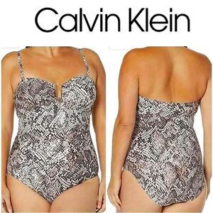 Calvin Klein Women's Chameleon Gold Hardware One-Piece Bandeau Swimsuit size 12